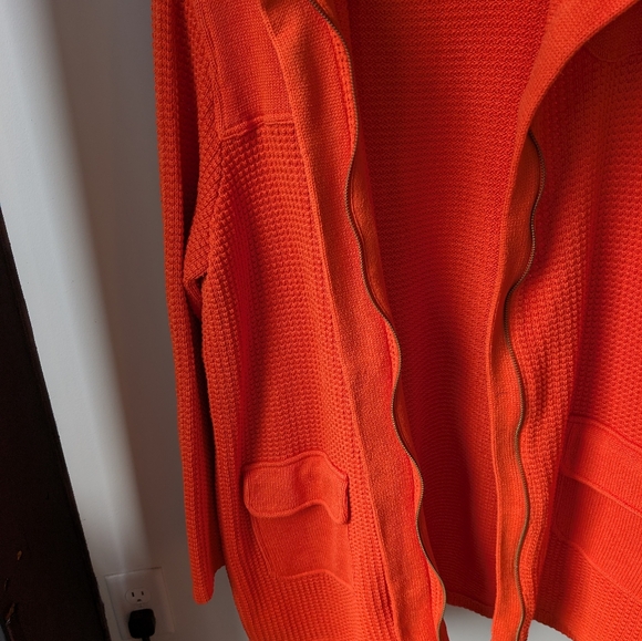 Lauren Ralph Lauren Women's 2X Knit Sweater Orange Full Zip Button - Picture 6 of 6